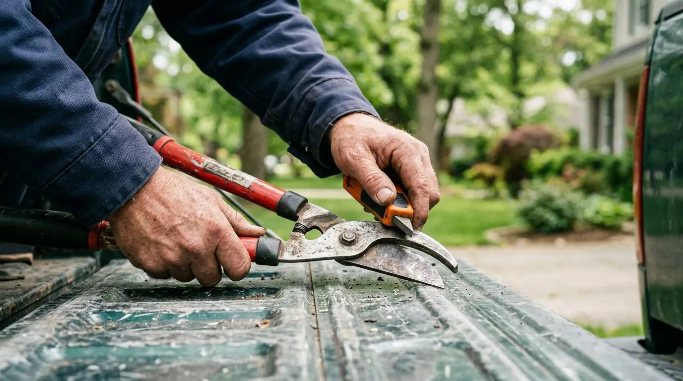 Worker prepping pruning loppers