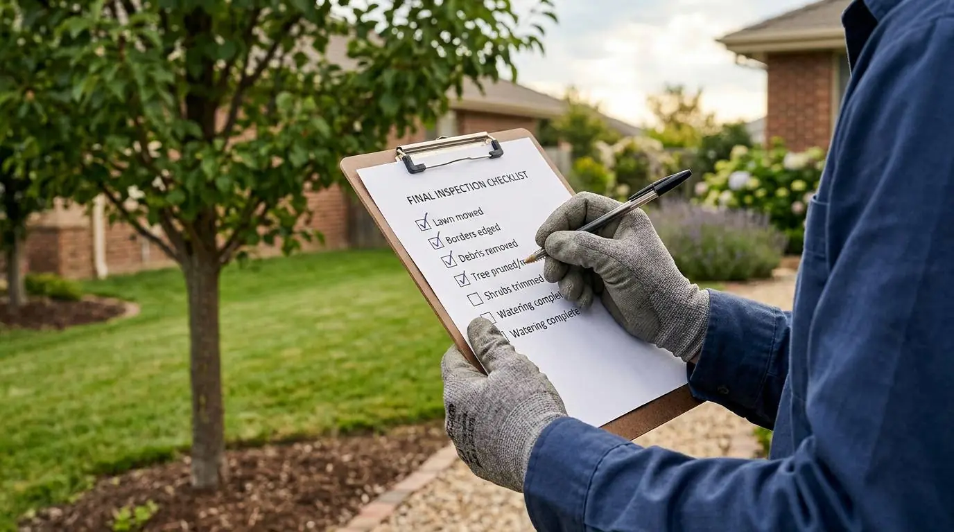 Worker completing a final inspection checklist